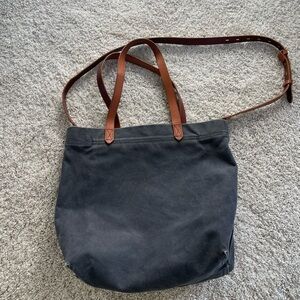 Madewell Navy Canvas Tote with Tan Accents